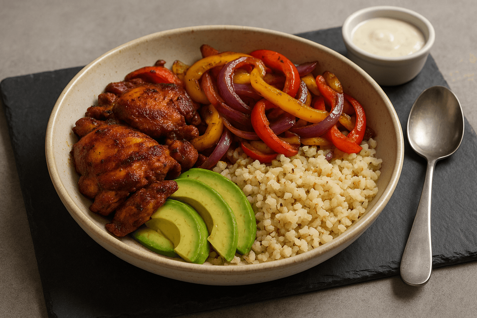 Chicken Fajita Bowls with Cauliflower Rice